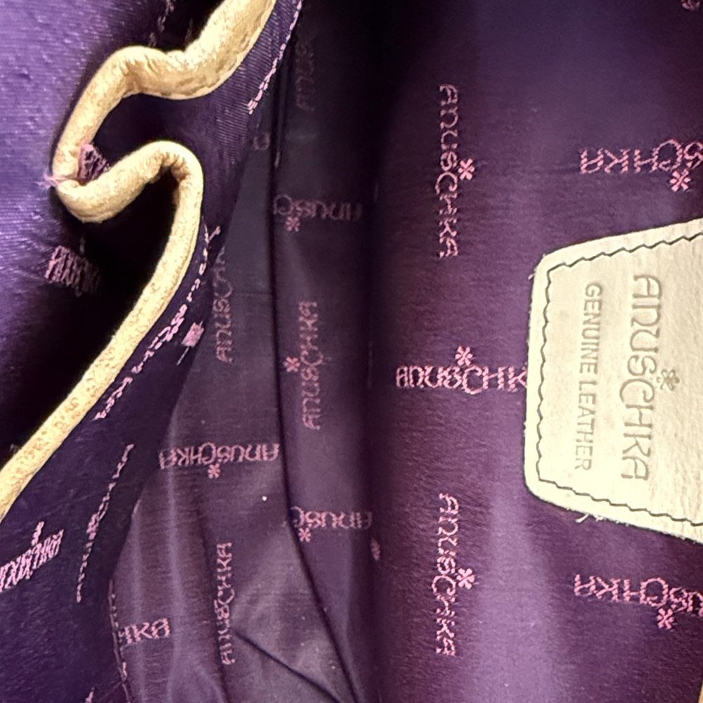 Anuschka Purple Leather Tote with Tan Trim - Picture 4 of 15